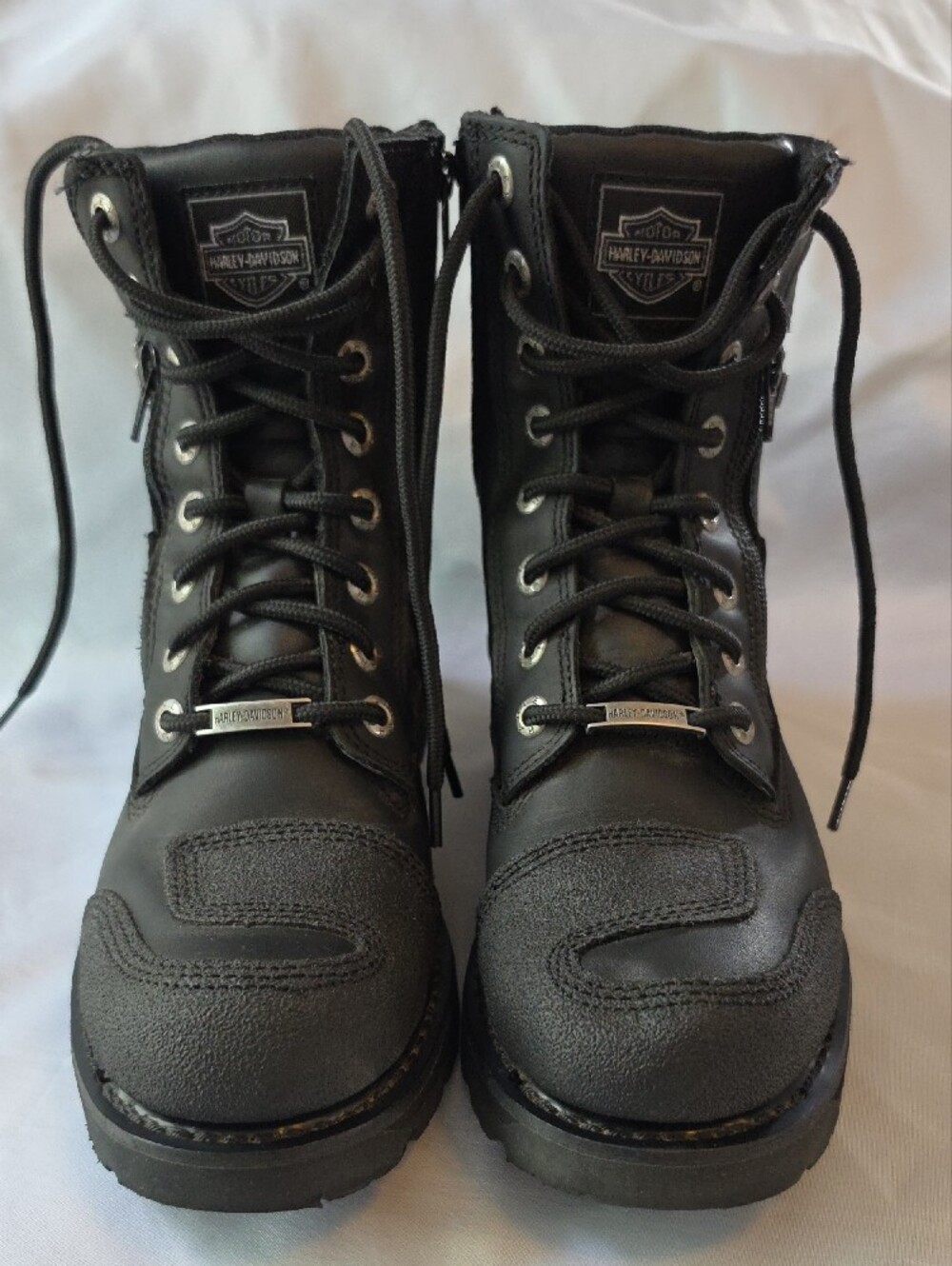 Harley-Davidson Black Lace-Up Zipper Motorcycle Boots
